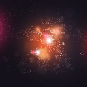 抽象多色科学例证与化学元素