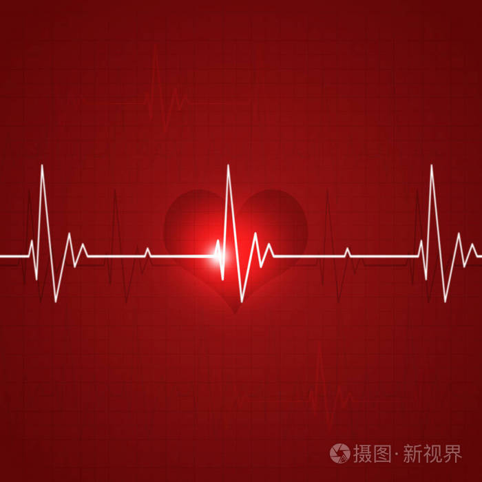 心脏跳动的节奏图抽象红色背景