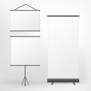 办公室标语矢量空白卷起横幅和标语牌照片