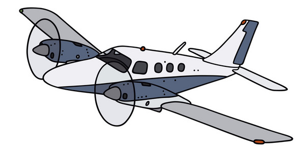 双引擎飞机私人飞机矢量图.双引擎推动飞机.