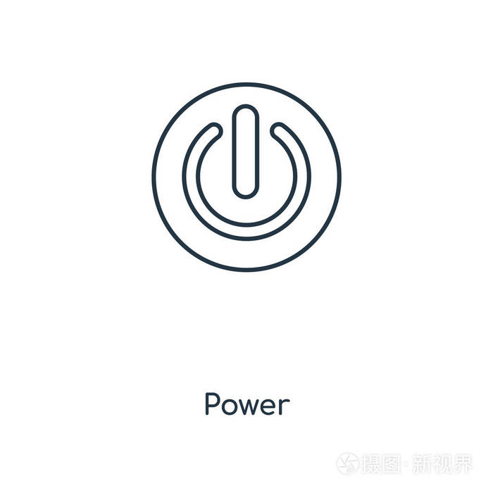 电源概念线图标.线性电源概念轮廓符号设计.这个简单的元素插图可用于