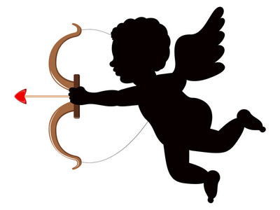 丘比特的数字丘比特天使的剪影照片