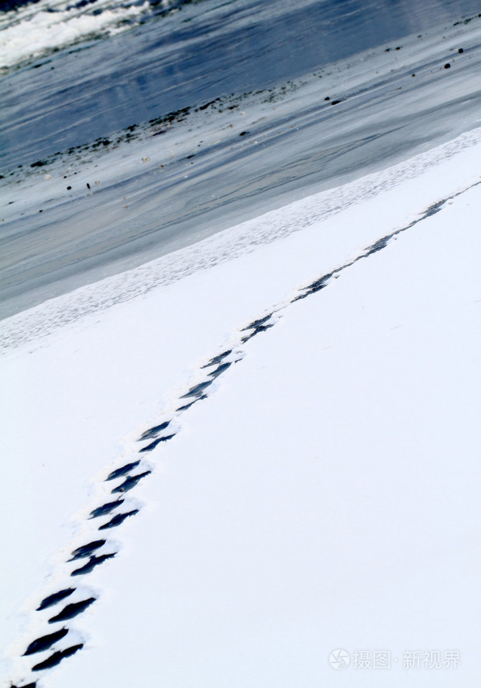 踩在雪上的脚印图片图片