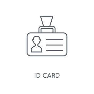 id 卡线性图标。id 卡概念笔画符号设计。薄的图形元素向量例证, 在白色背景上的轮廓样式, eps 10