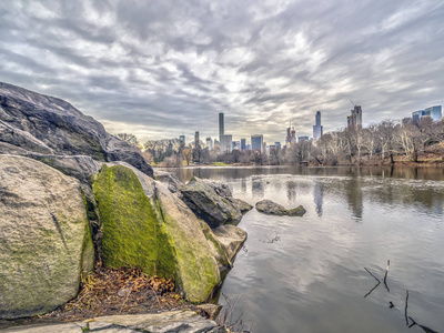 中央公园, 曼哈顿, 纽约市冬天在湖