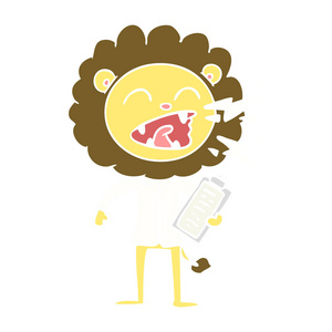 扁平色风格卡通咆哮的狮子医生图片