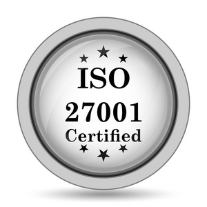 Iso 27001 图标。白色背景上的互联网按钮