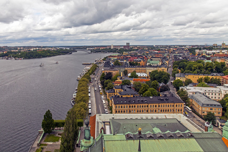 斯德哥尔摩。从市政厅的塔城市风景