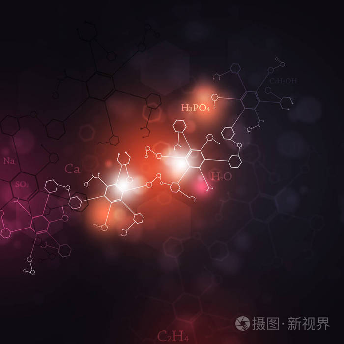 抽象科学多色背景与化学元素