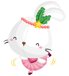 兔子做芭蕾旋转的向量照片