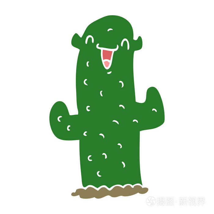 纯色风格动画片仙人掌