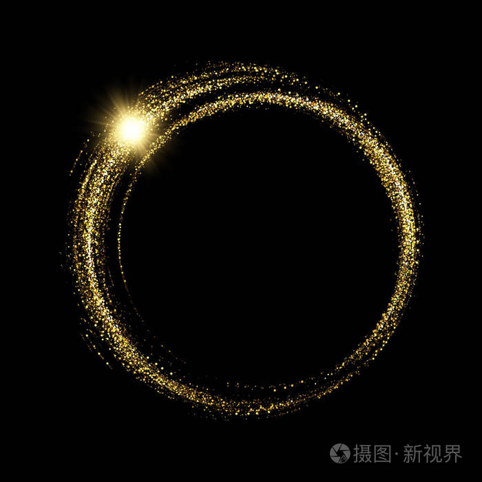 矢量eps 10 闪闪发光的金色闪光纹理圆形框架.闪亮横幅装饰元素