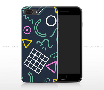 手机盒模板上的彩色抽象图案 矢量插图
