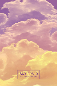 垂直矢量背景与逼真的紫橙色天空