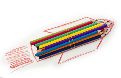 彩色铅笔。彩绘和彩色铅笔