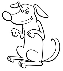 黑白卡通例证站立或恳求狗宠物动物字符着色书照片