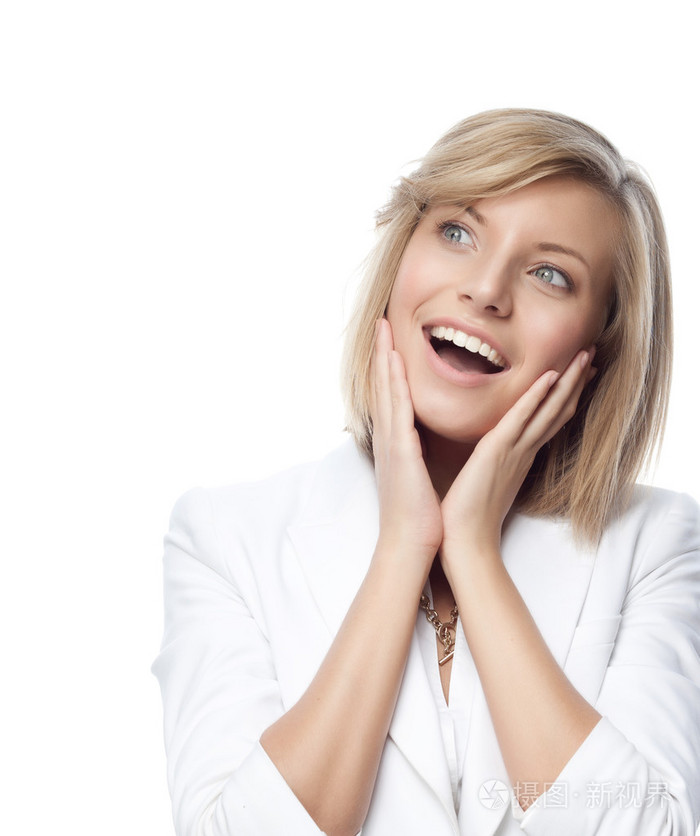 惊讶的笑脸金发美女