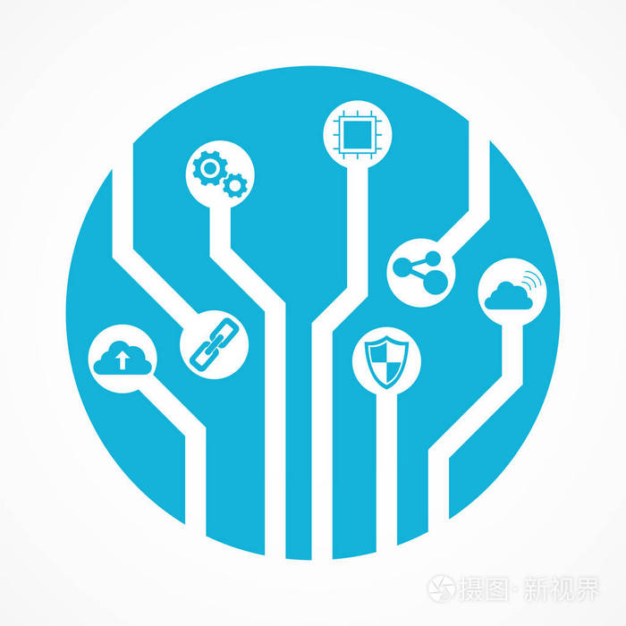 电路板集成概念,技术图标