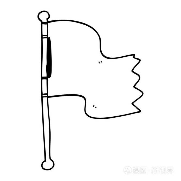 线条画动画片红旗