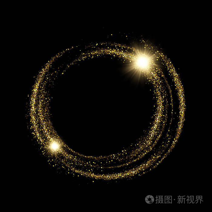 矢量eps 10 闪闪发光的金色闪光纹理圆形框架.闪亮横幅装饰元素