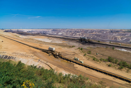 Jackerath, 德国2018年7月7日 Garzweiler tagesbau 天矿 矿的大型输送带