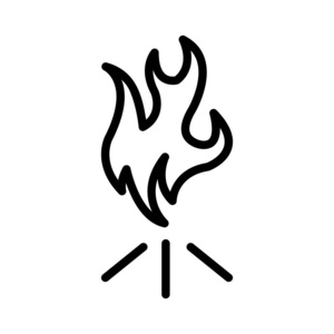 篝火火焰平面图标, 向量, 插图