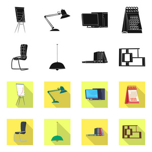 家具和工作标志的矢量设计。收藏家具和家庭矢量图标股票