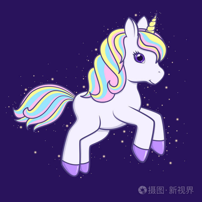 运行可爱的卡通独角兽向量例证