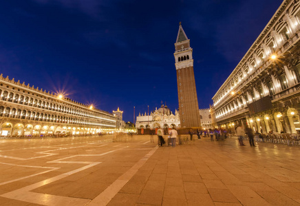 圣马来广场晚上。威尼斯旅游, 意大利