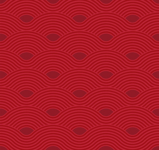 抽象波浪模式。红色波纹背景。平面几何设计