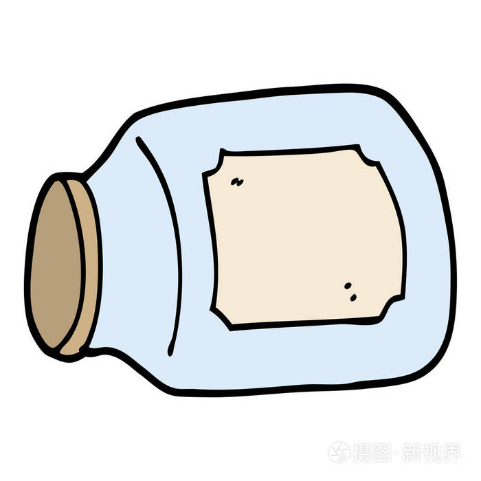 手画涂鸦风格动画片玻璃罐在一边