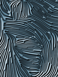 自然系列曲线。3d 渲染的蓝色浮雕浮雕图案在自然形态艺术造型设计与装饰的几何主题上的浮雕风格