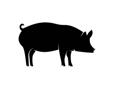 黑母猪猪动物黑图标剪影查出在白色背景.2019年中国新年的野猪象征.