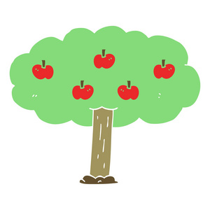 纯色风格动画片苹果树