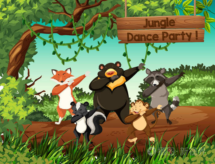 野生动物丛林舞蹈晚会插图