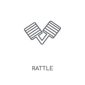 rattle 线性图标。rattle 概念笔画符号设计。薄的图形元素向量例证, 在白色背景上的轮廓样式, eps 10