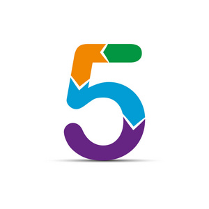数字五是从四彩色箭头绘制