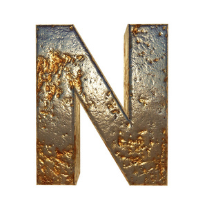 生锈的金属字母 N