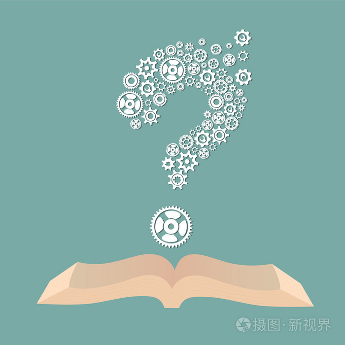 矢量教育理念与书形图标和问号