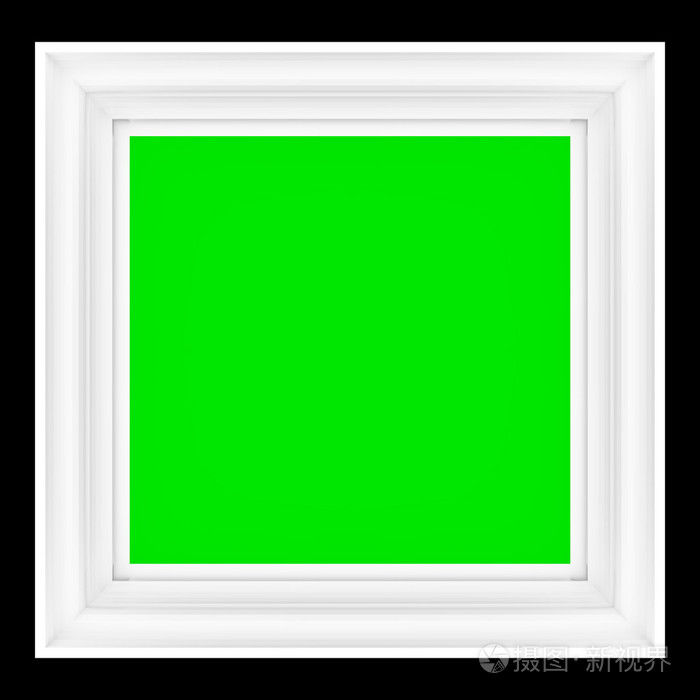 与绿色屏幕空白图片框的 3d 渲染