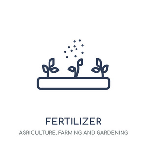 肥料图标。肥料线性标志设计从农业农业和园艺汇集。简单的大纲元素向量例证在白色背景
