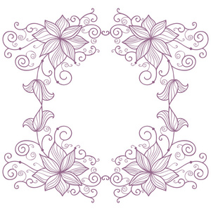 孤立的白色背景上的花边花卉框架照片