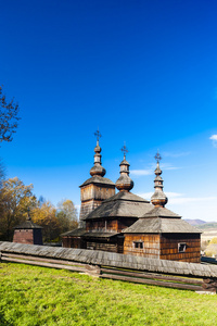 木制教堂，博物馆的乌克兰村庄