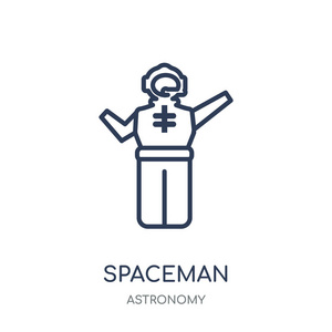 太空人图标。从天文学收藏的太空人线性符号设计