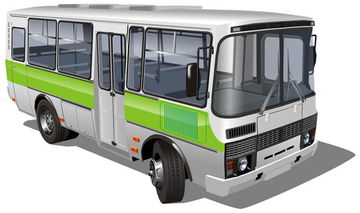 城市车辆白色小巴乘客的面包车-小巴公共汽车和小汽车矢量图沙漠中的