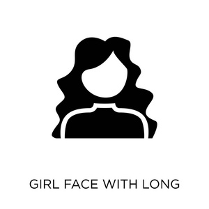 女孩的脸与长发图标。女孩的脸与长的头发符号设计从人收藏。简单的元素向量例证在白色背景