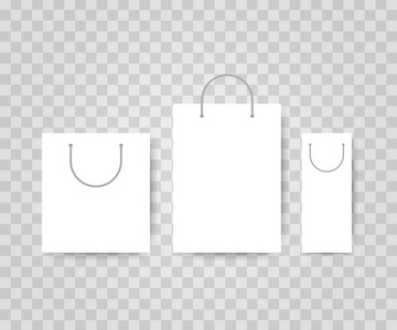 一套三张白纸购物袋。向量例证