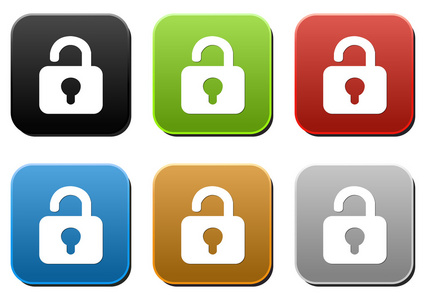 向量锁定图标. 解锁和锁定锁的平面标志.