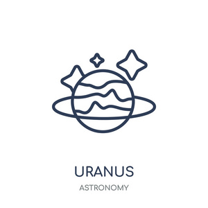天王星图标。从天文学收藏天王星线性符号设计