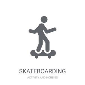 滑板图标。时尚滑板标志的概念, 从白色背景从活动和爱好集合。适用于 web 应用移动应用和打印媒体